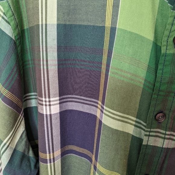 OLD NAVY Men's Blue and Green Plaid Long Sleeve Button Down Shirt Size XL NWT - Picture 4 of 8